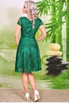 Rochie dantela verde Kora cu dublura din satin si curea